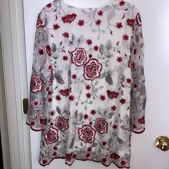 Charter Club XXL, Women's blouse with sheer Floral overlay - Picture 2 of 11